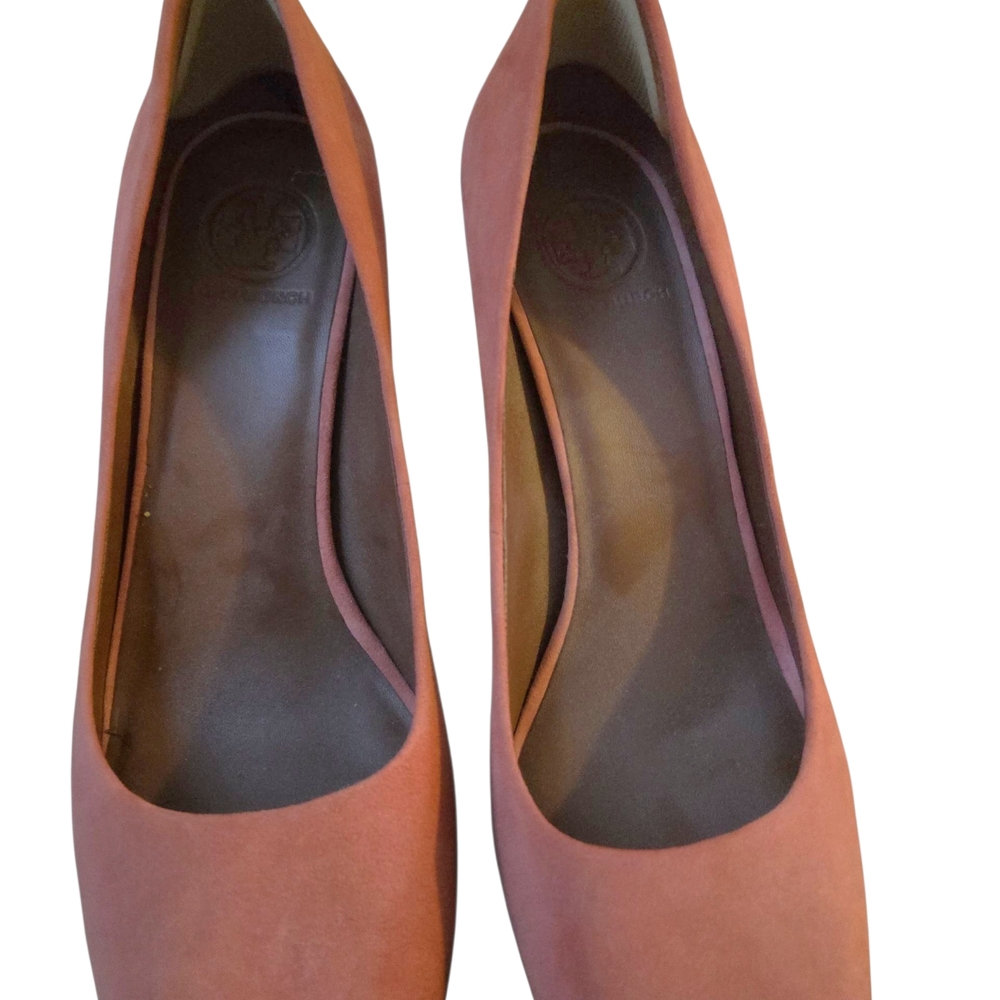Tory Burch Peachy Pink Suede Georgiana Peeptoe Pumps Heels 10 - Picture 6 of 7